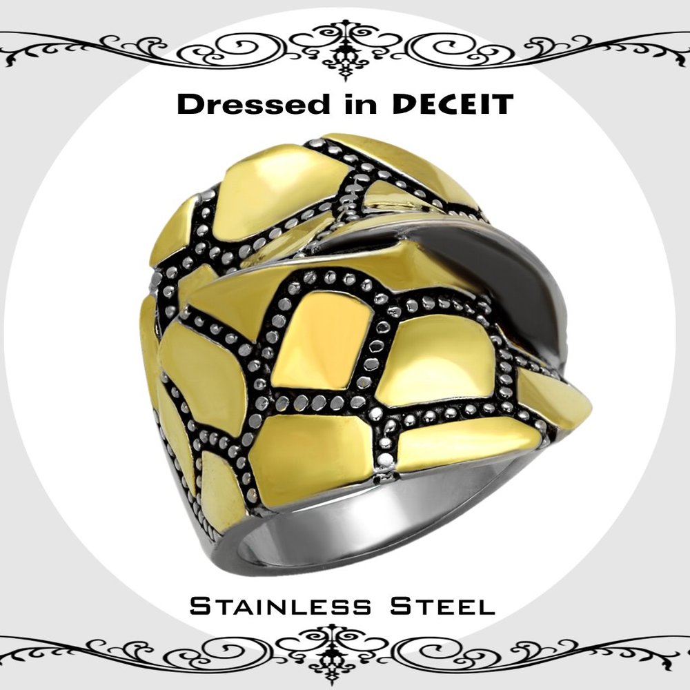 Bold-Statement 2-Tone High Polished Antiqued Stai… - image 1